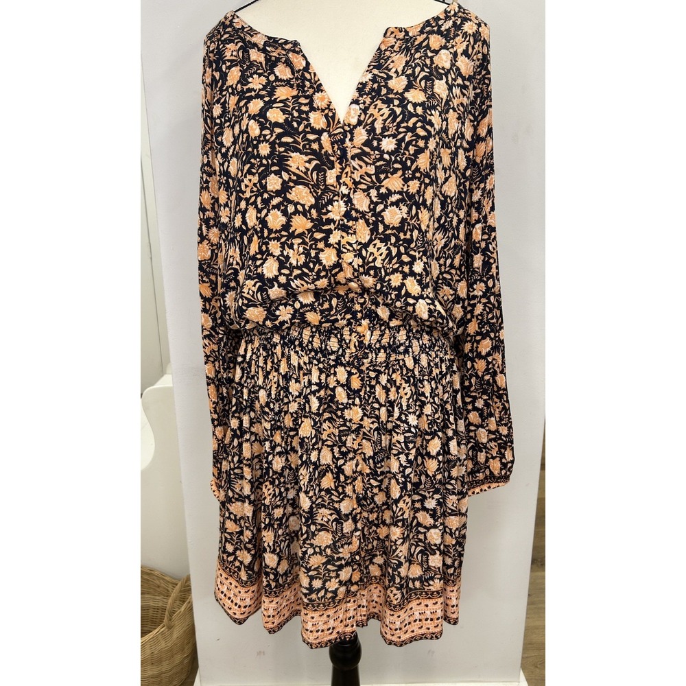 Faherty Women's Reva Floral Mini Short Orange and Blue Dress Style: WDS2113 Sz L